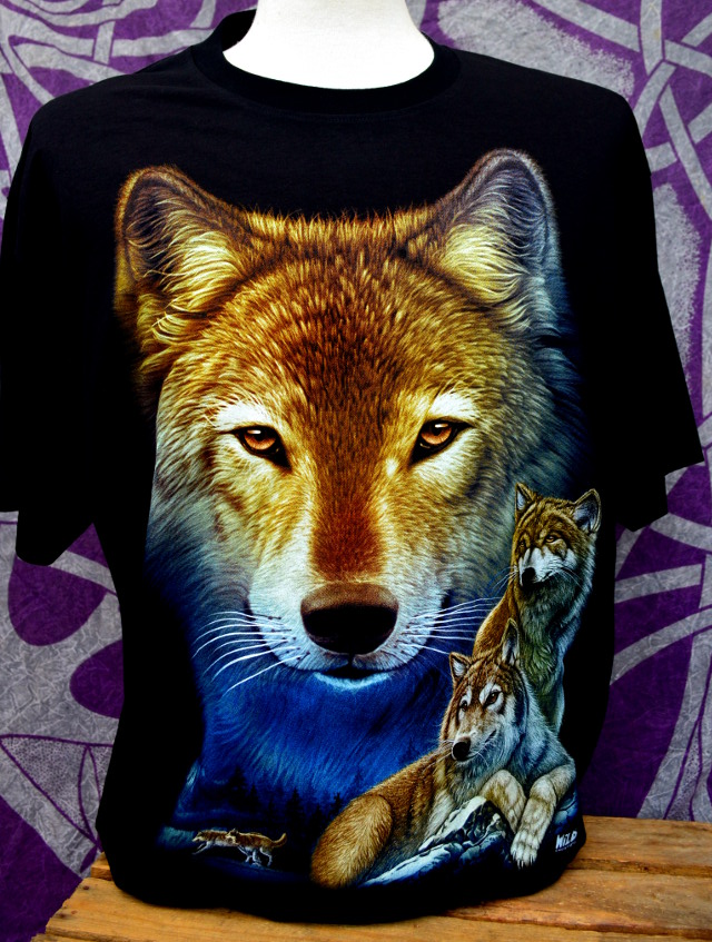 Double Print Brown Wolf T-Shirt
